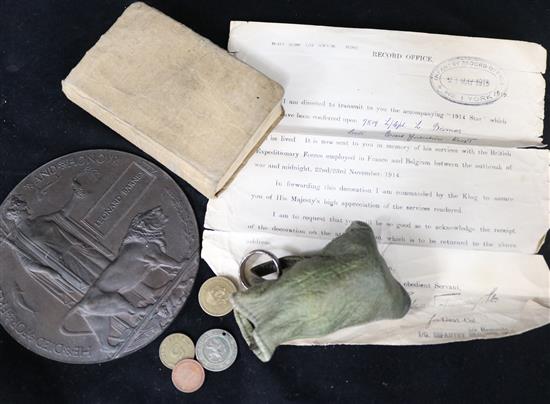 Death plaque, 1st World War Journal, coinage etc